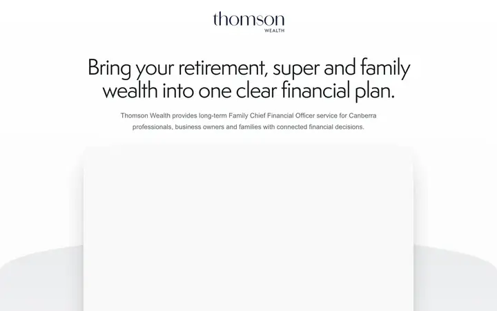 Landing page preview for Thomson Wealth